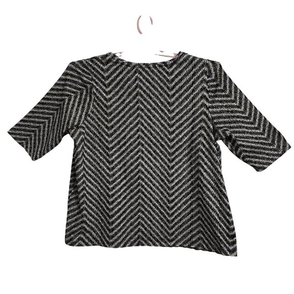 Catherines Womens Black White Zigzag 3/4 Sleeve Top Size 1X 18/20W Cotton Blend - Picture 2 of 9